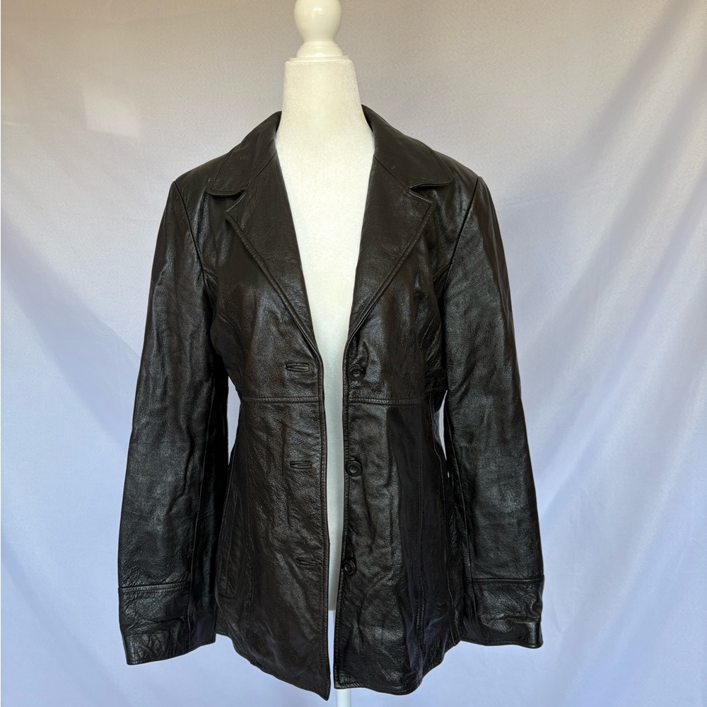 Wilson’s Black Leather Button-Front Women's Jacket